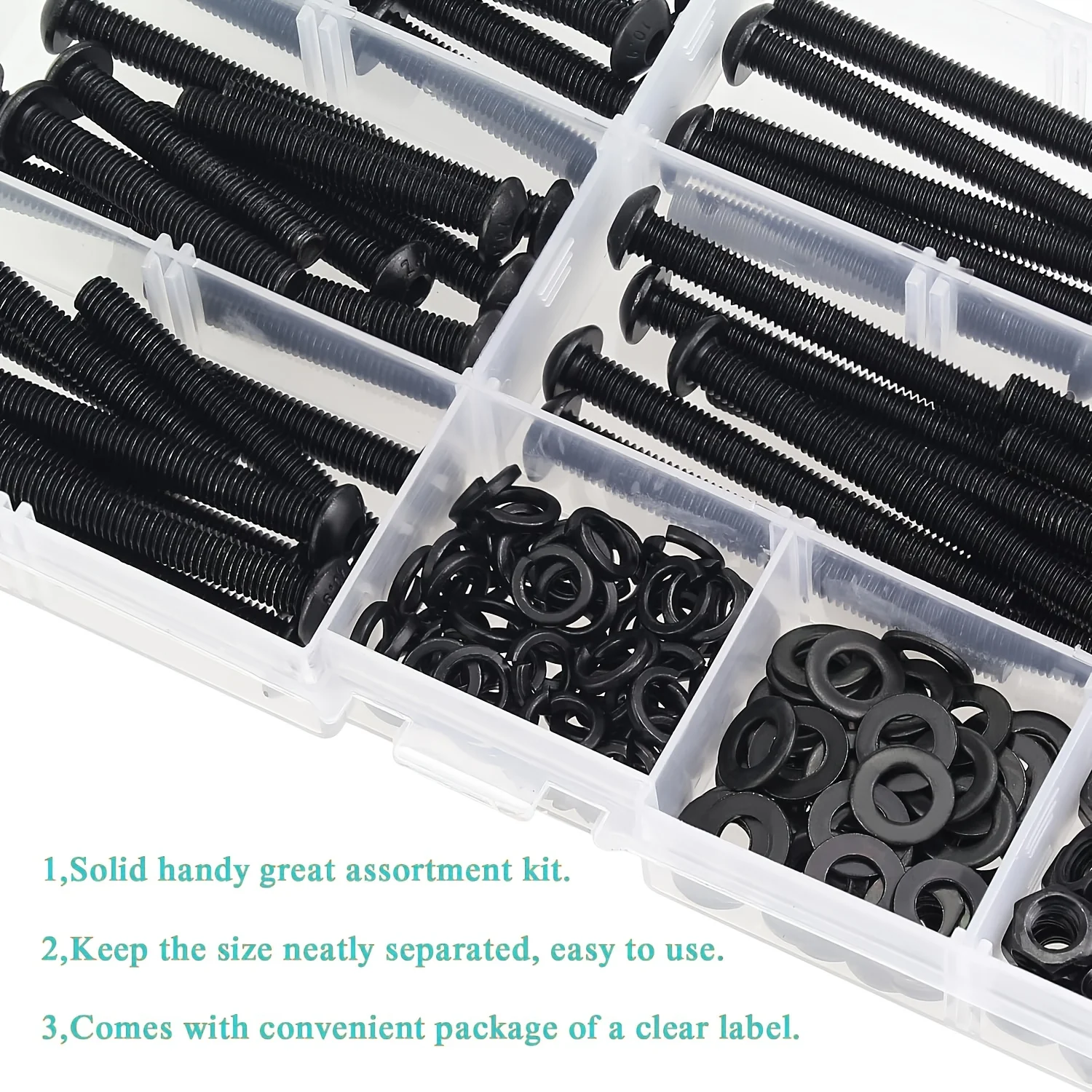 200 Pieces M5 x 30mm/35mm/40mm/45mm/50mm, Button Head Socket Cap Metric Screws Bolts Washers Nuts Kit, 10.9 Grade Alloy Steel