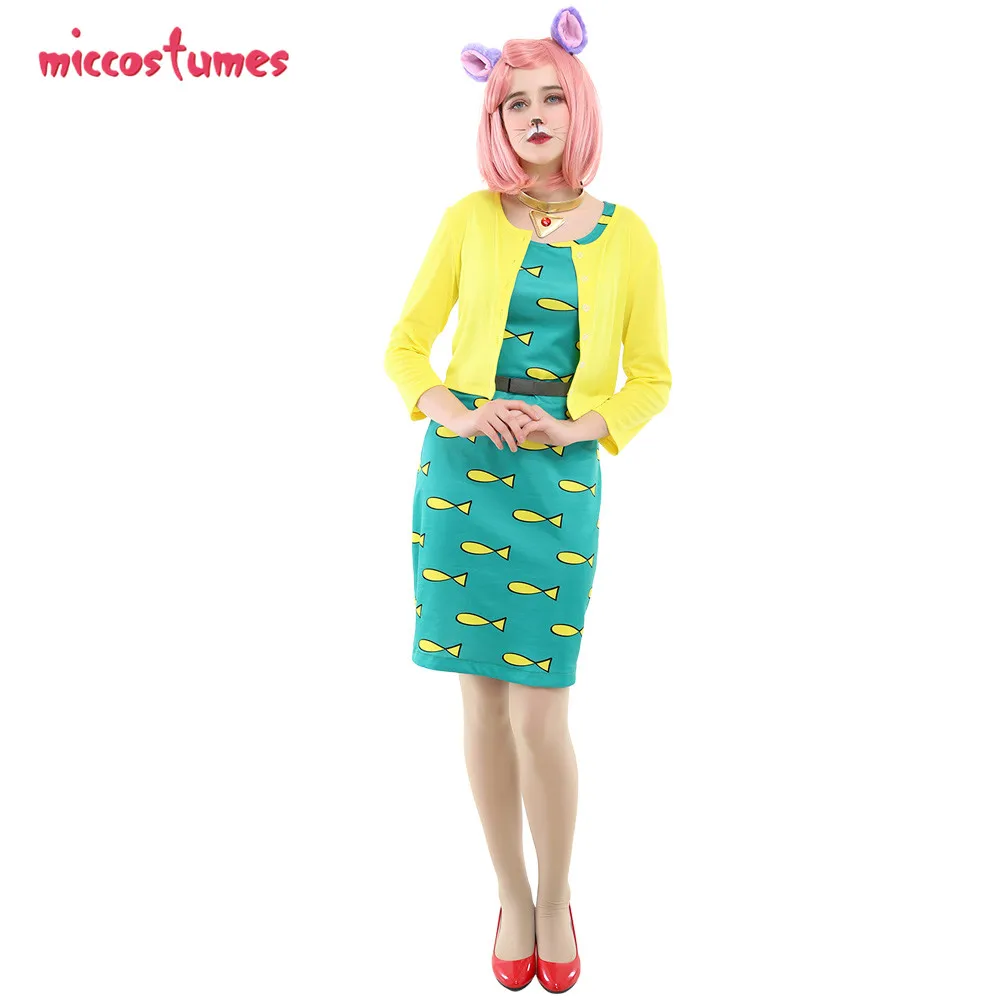 

Anime Cat Gril Halloween Cosplay Costume Jumper Dress Cardigan Belt Choker