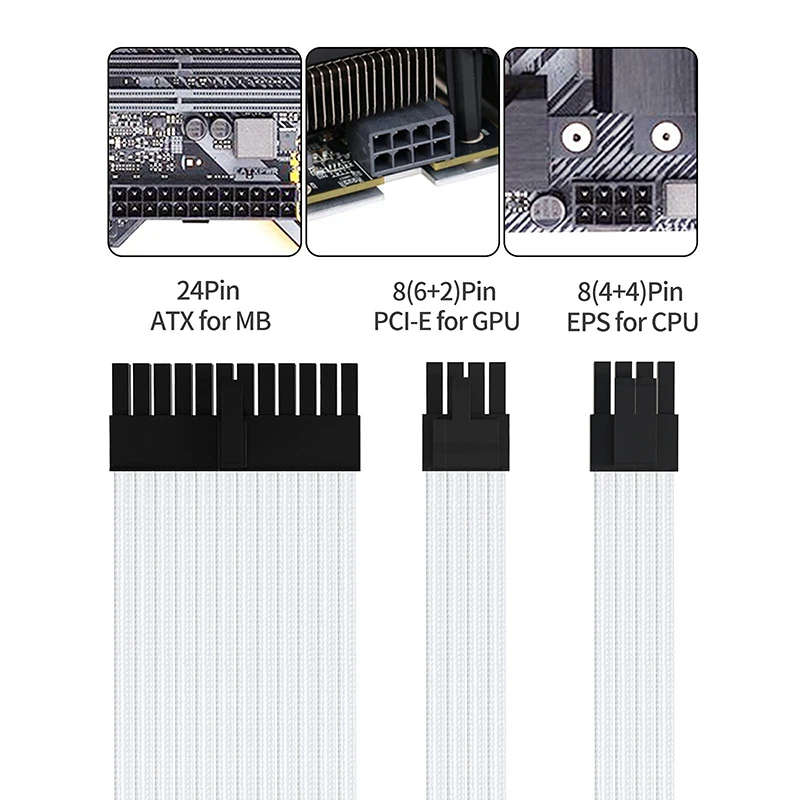 Cabo de Extensão Psu para Cpu Gpu Motherboard Atx Eps Pci-e Cabo de Extensão 24pin 4pin 4pin Mais 2pin - Imagem 3
