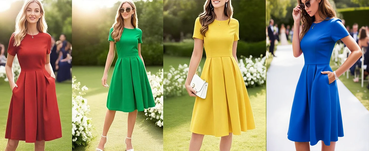 oxiuly Summer Dresses for Women 2024 Party Church Bridesmaid Graduation Dress with Pockets S253