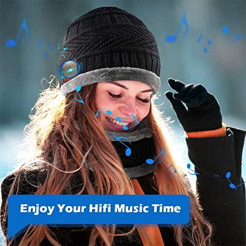 Cappello Invernale Bluetooth Con Cuffie Stereo E Microfono – Berretto In Maglia Per Running, Sci, Regalo Uomo Donna – Nero - 4