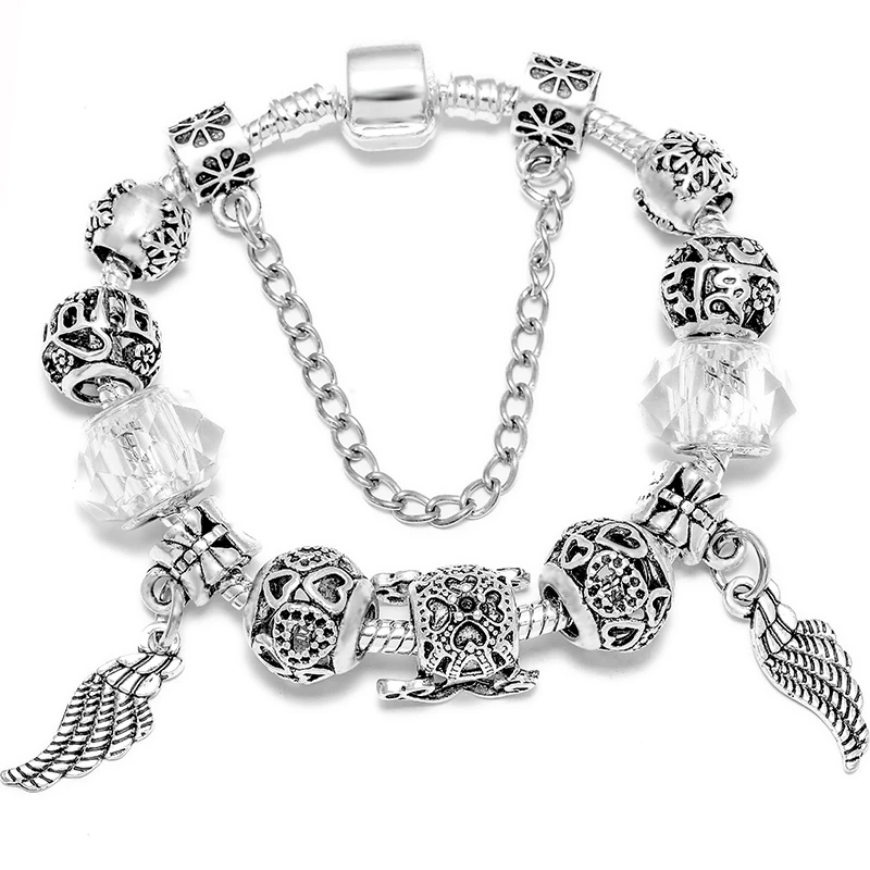 Bracelet Jewelry Bear Dreamcatcher Feather Charm Bracelets For Women Men Crystal Flowers Beaded Bangle Gift