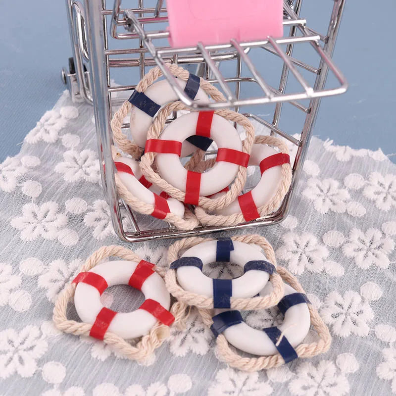 1Pc 1/12 Dollhouse Miniature Life Ring Life Buoy Mini Resin Simulation Swim Rings Model Toys Pretend Play Doll House Accessories