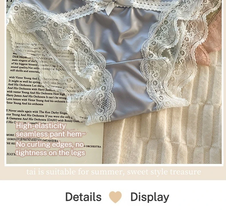 French Lace Underwear Pure Cotton Crotch Satin Sexy Triangle Panties Underwear Low-rise Panties Soft Briefs Comfortable Lingerie S79623543c20042e2a04c698d5d848dd0H
