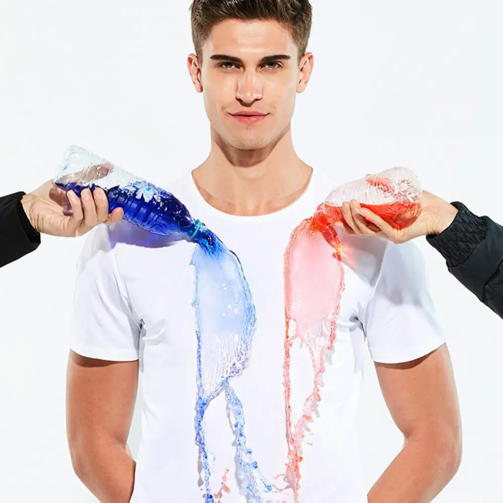 

Креативная гидрофобная водостойкая однотонная мужская футболка с защитой от грязи, мягкая быстросохнущая дышащая износостойкая футболка с коротким рукавом