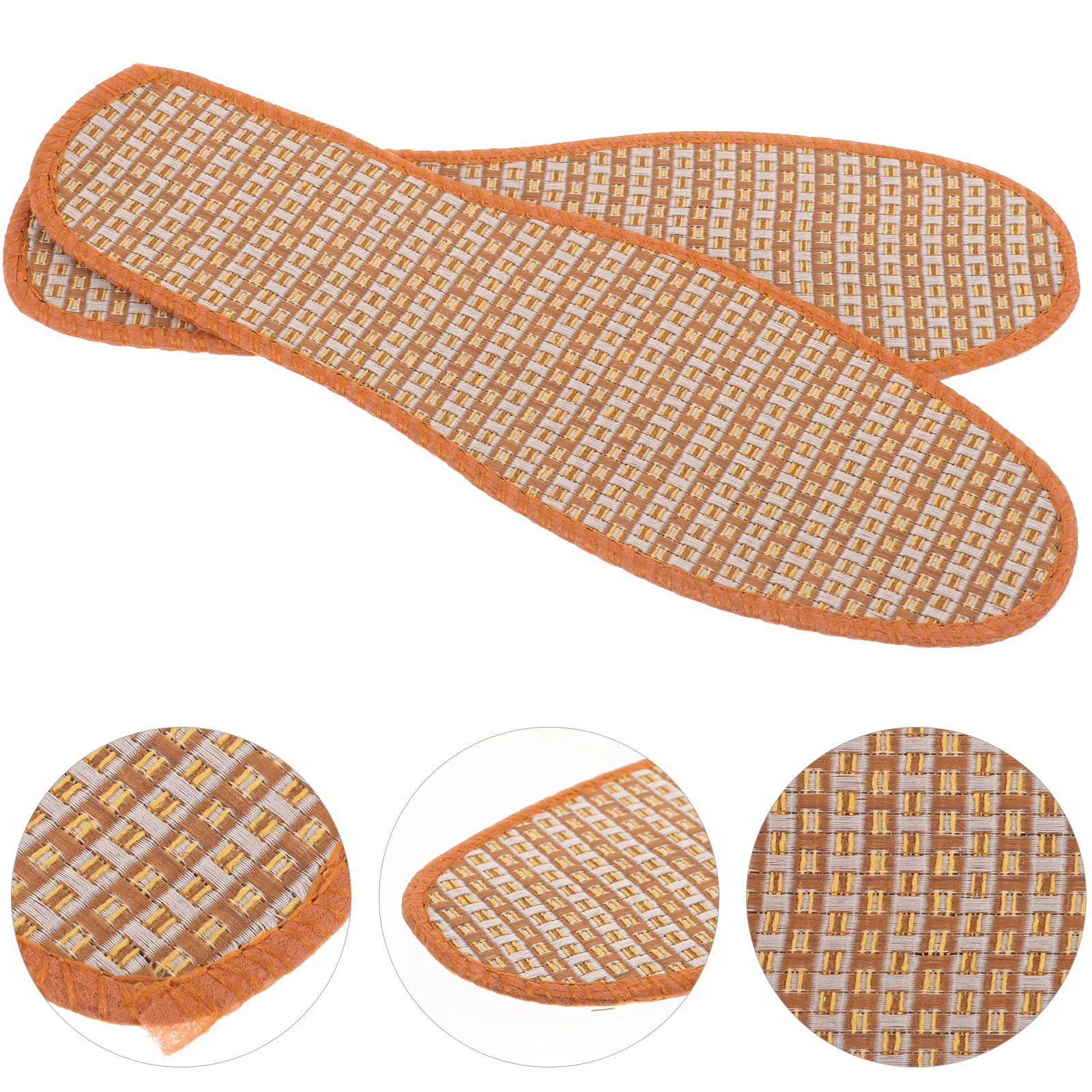 4 Pairs Linen and Bamboo Charcoal Insoles Replaceable Shoe Inserts Thin Inserts Inner Pads Barefoot Cushion Deodorizer