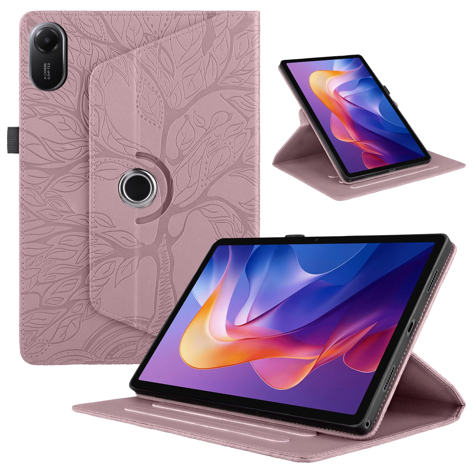 Premium 360° Rotating Leather Wallet Tablet Cover with Card Slots and Stand Function