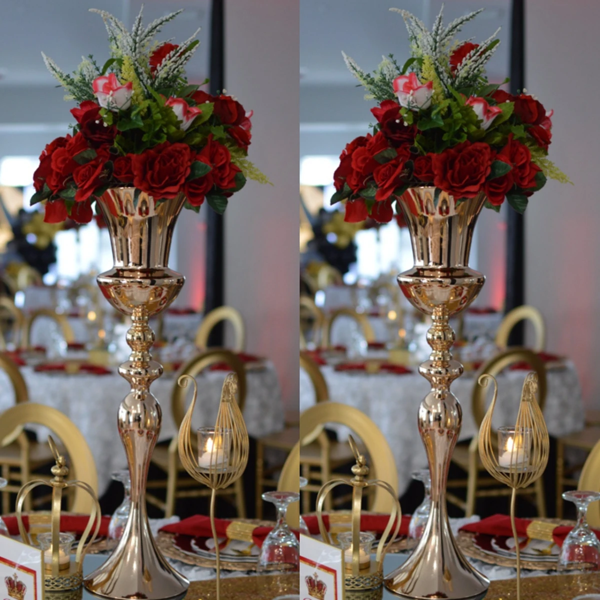 

10pcs)gold Party Road Lead wedding Decoration Table Centerpieces Wholesales crystal Wedding Flower Stand