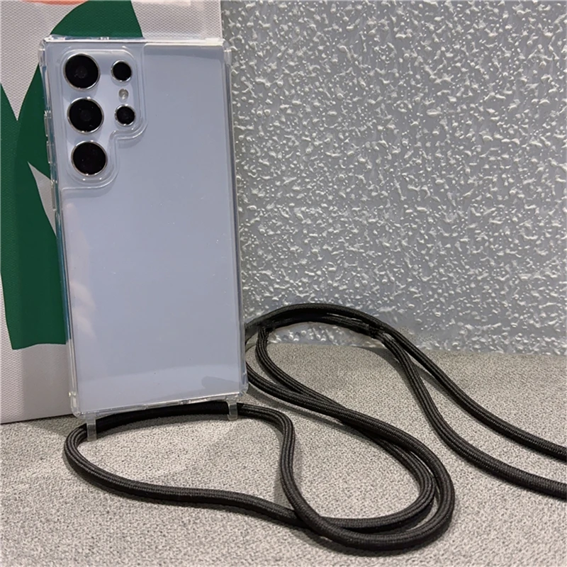 Transparent Shockproof Crossbody Lanyard Case with Adjustable Shoulder Strap and Acrylic Clear Cover