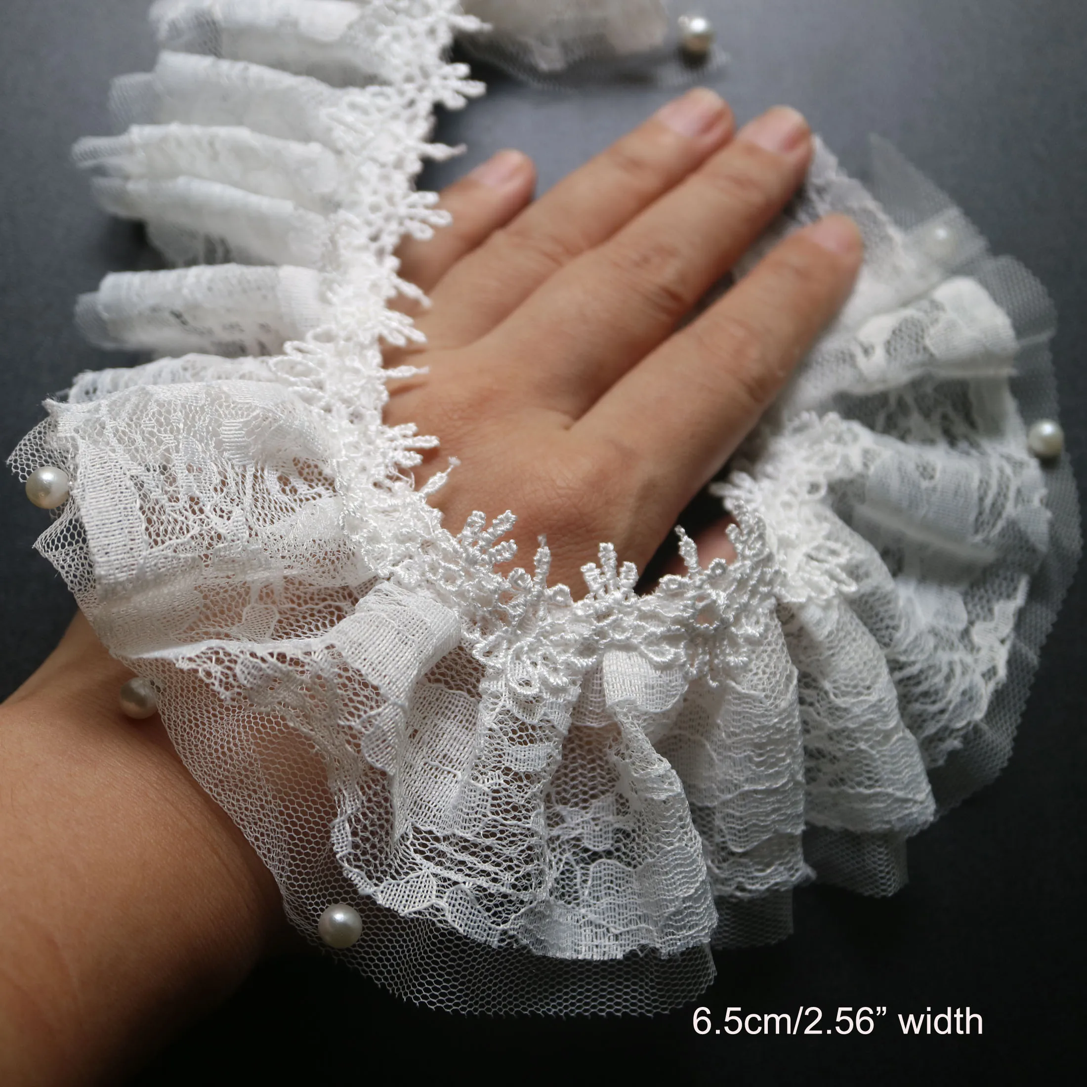 Odbavení perla kvést vyšívané krajka stříhat nášivky 6.5cm šíře bělouš bavlna krajka kapovací stuha DIY oblečení příslušenství