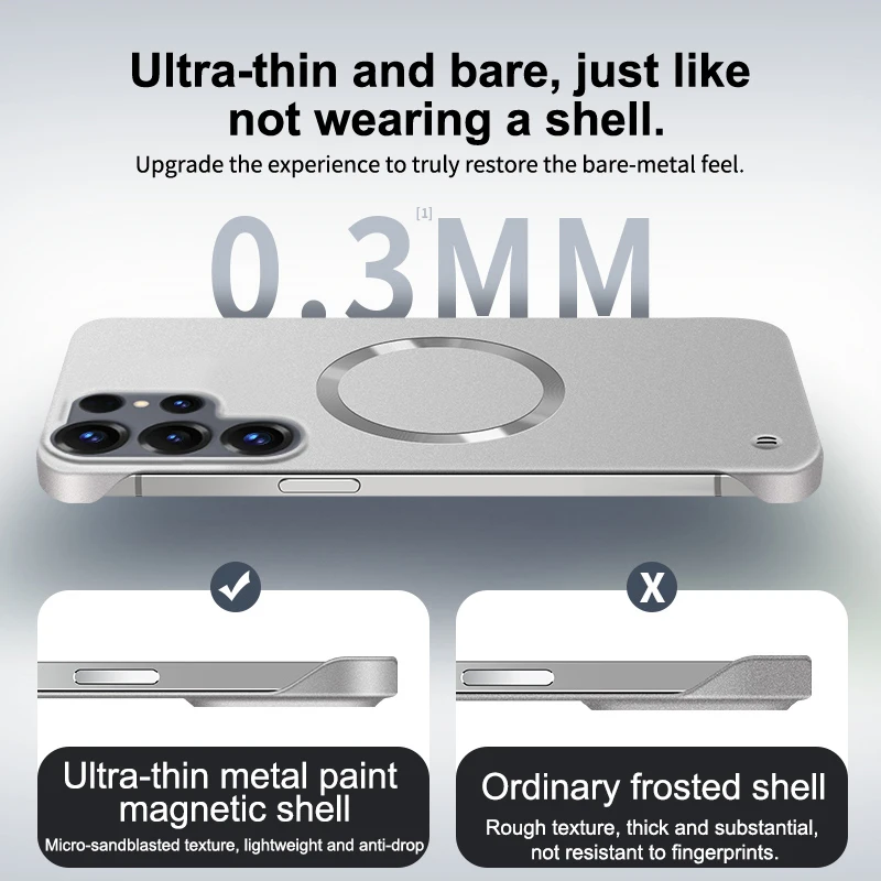 Sleek Metallic Paint Magnetic Phone Case with Borderless Design