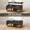 Modern Lift Top Coffee Table with Storage for Living Room LED Coffee Table Wodden Lift Tabletop Dining Table, Walnut 2