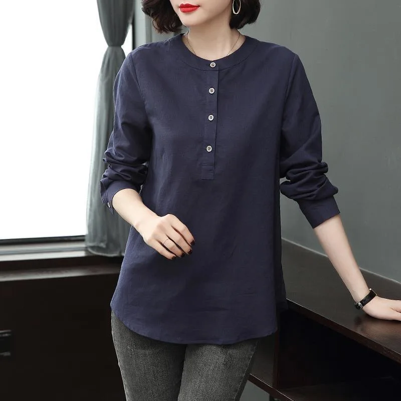 여성용 용수철 가을 스타일 블라우스 셔츠, 레이디 캐주얼 긴 소매 스탠드 칼라 블라우스 상의 DF4955