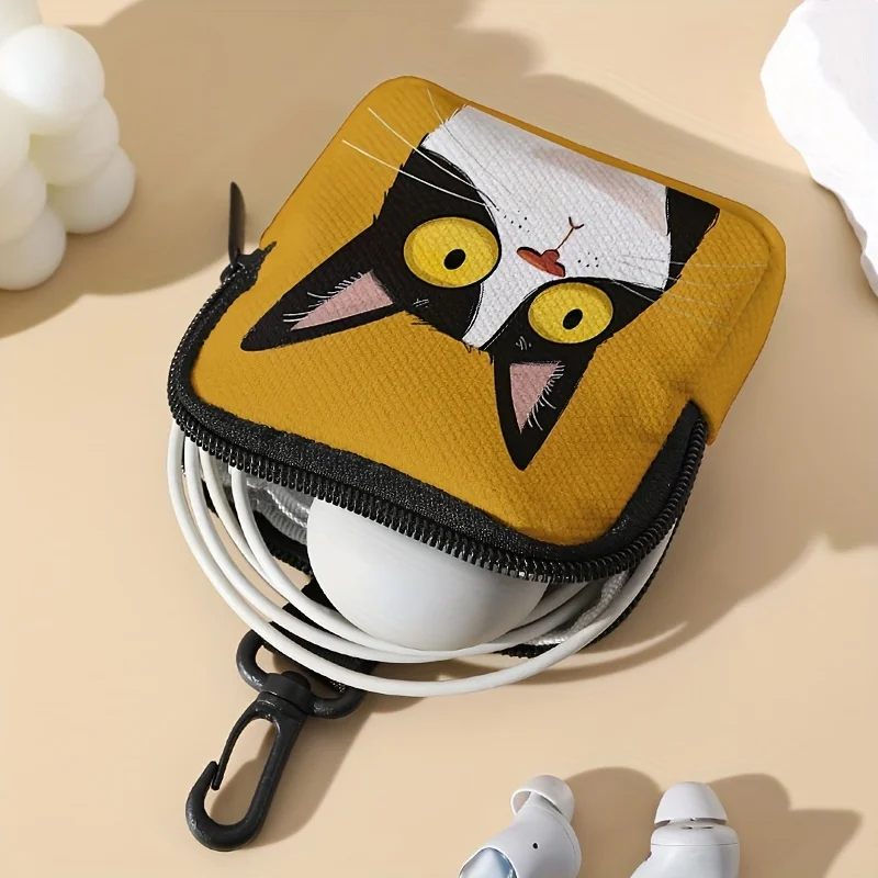 1 pc Cat pattern printed large capacity coin wallet, digital printed coin wallet storage bag, ideal choice for gifts
