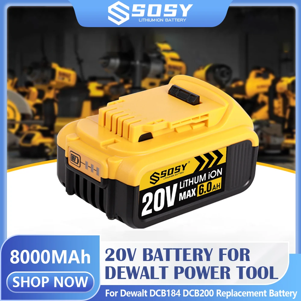 

20V Lithium Battery for Dewalt Electric Tool 8000mAh Rechargeable Battery DCB205 DCB201 DCB203 Original Batteries with Charger