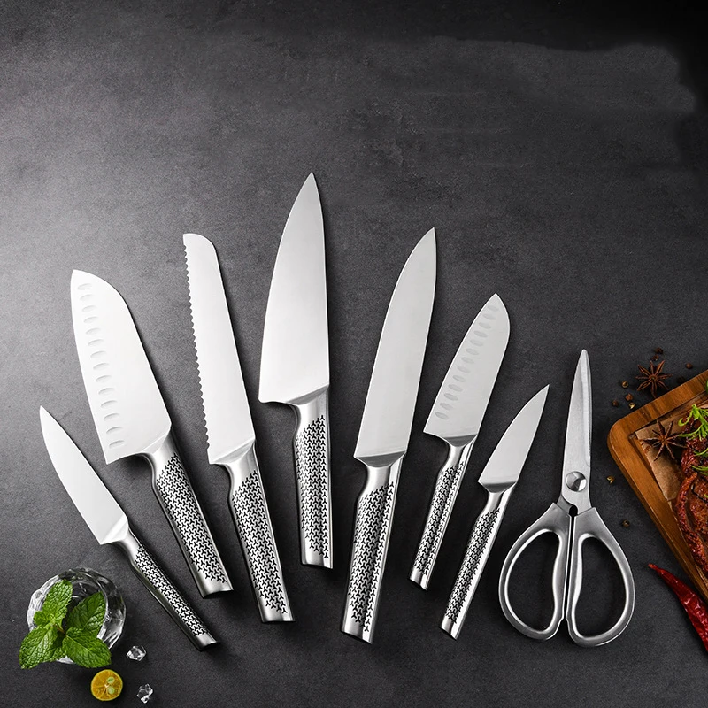 

Fish Fillet Knives Set 1-8pc Salmon Sushi Chef Knives Forged German 1.4116 Steel Cutting Knife Scissors Cleaver