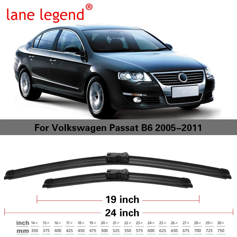 Wiper LHD Front Wiper Blades For VW Volkswagen Passat B6 2005 - 2011 Windshield Windscreen Window Car Rain Brushes 24''+19''