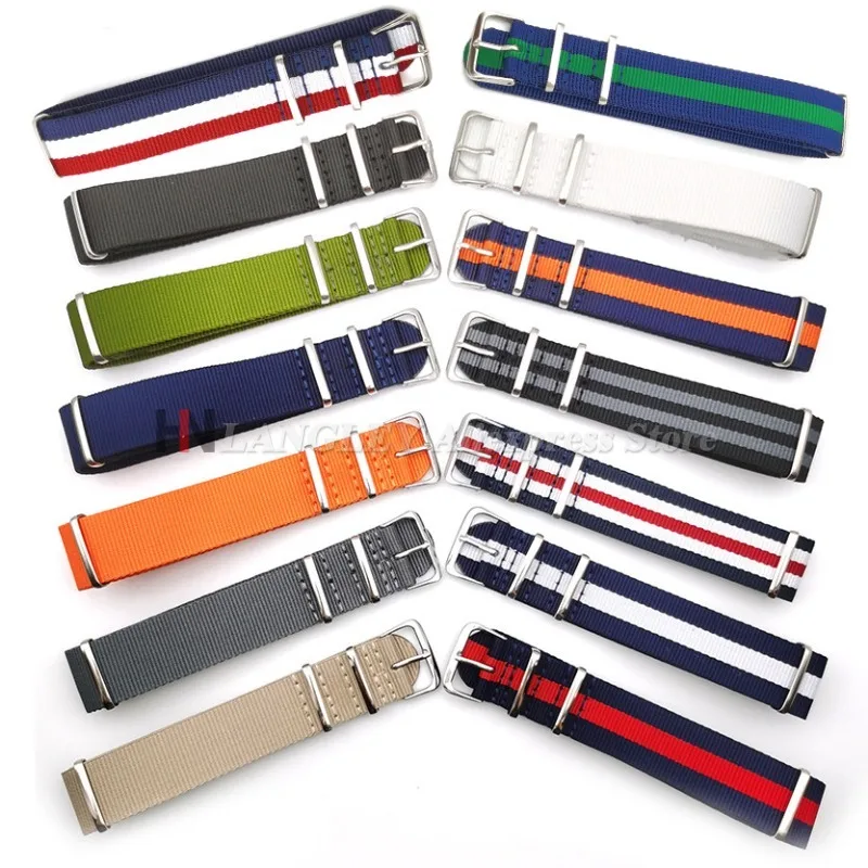 Nylon Army Sports Black Watch Strap - Fabric Band with Buckle