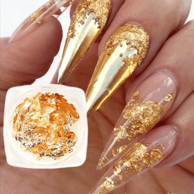 Gold Leaf Glitter Nail Art Foil Paper Makeup Jewelry Irregular Shiny Foil  Leaf Gold Flakes Nails DIY Stickers Manicure Decor New - AliExpress