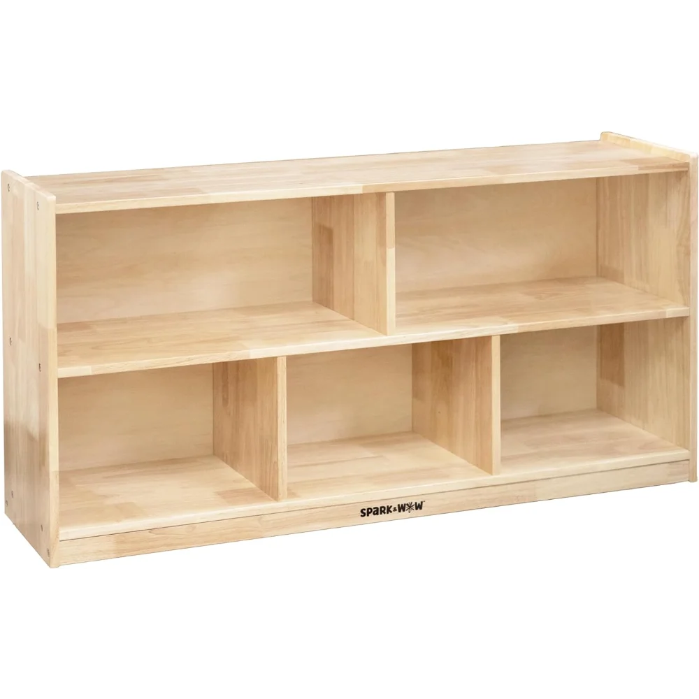 SPARK & WOW 5-compartment solid wood storage cabinet toy shelf organizer for kids shelves for classroom