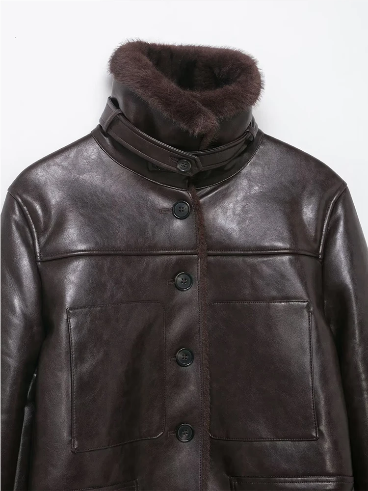 Women Leather Jacket 2025 New Autumn Winter Fashion Double-Sided Wear Coat Female Faux Fur Warm Outerwear Casual New In Jackets