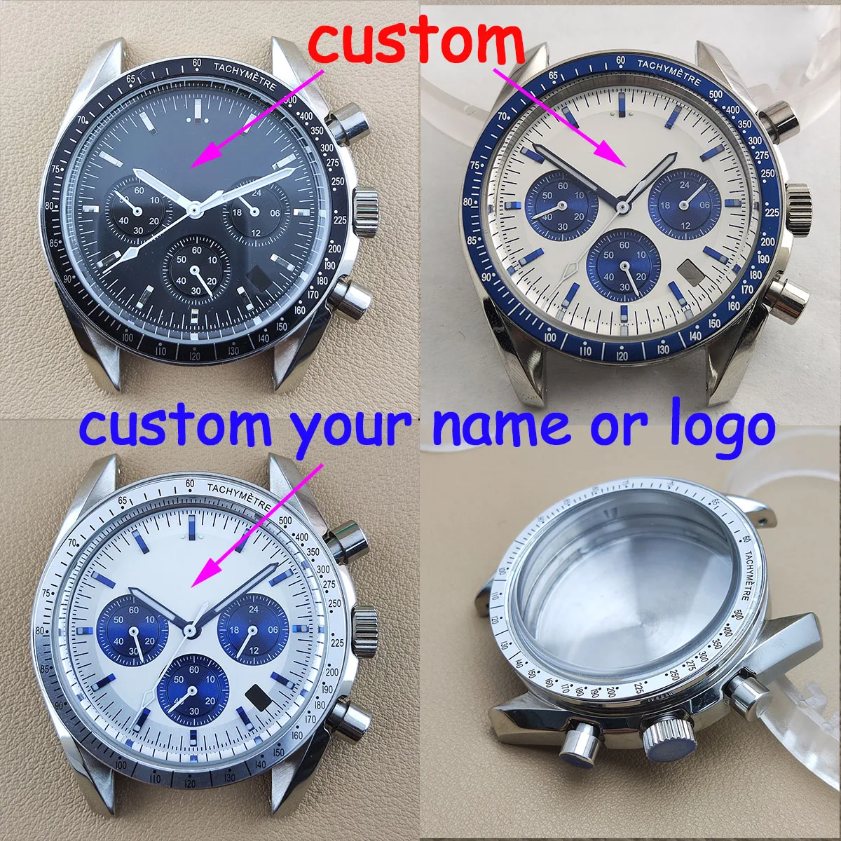 

japan quartz watch vk63 case nh35 watch case panda dial VK63 movement custom logo nh36 case chronograph electronic Multifunctio