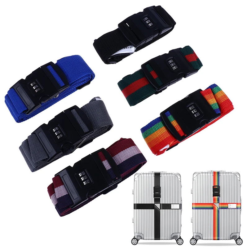 4.2m Nylon 3 Digits Password Lock Luggage Strap Cross Belt Packing Adjustable Travel Suitcase Buckle Strap Baggage Belts Luggage Strap