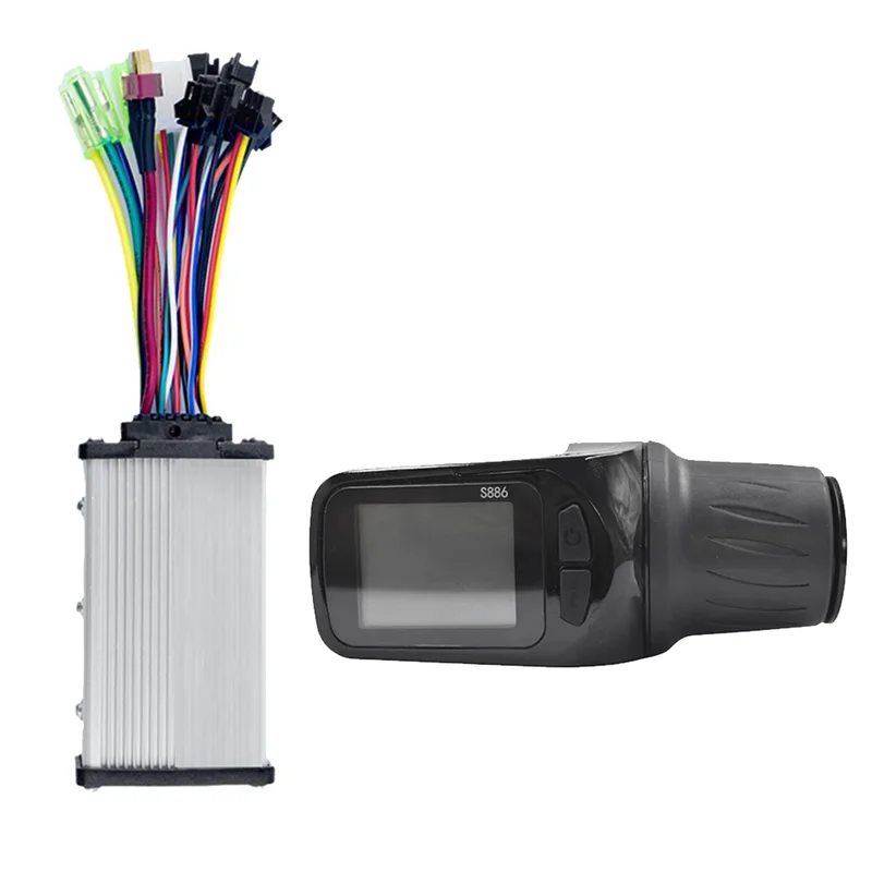 

24V 36V 48V 60V S886 Ebike LCD Display Adjust with Twist Throttle+36V 350W Sine Wave Controller for E-Scooter 6PIN