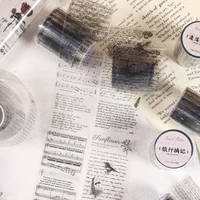 Yoofun 5x300cm Vintage English Writing Lyrics Letters Forest PET Tape Retro Style Scrapbooking Journal Masking Tape 1