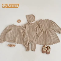 Newborn Baby Girls Long Sleeve Lace Sister Suit Knit Rompers Dress Tops Infant Jumpsuit Kids Baby Girls Rompers Clothes