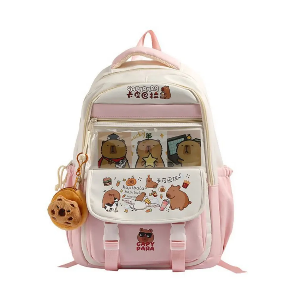 Cute Capybara Schoolbag Large Capacity Adjustable Strap Versatile Backpack Waterproof Computer Bag Student 5