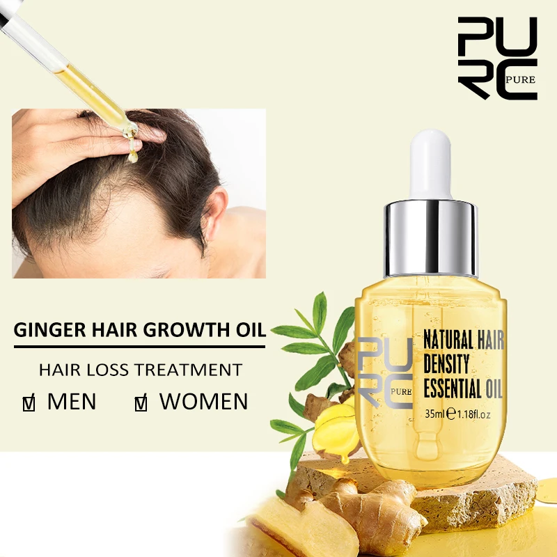 

PURC Hair Growth Products for Men Women Ginger Anti Hair Loss Care Oil Regrowth Preventive Baldness Scalp Treatment Hair Care