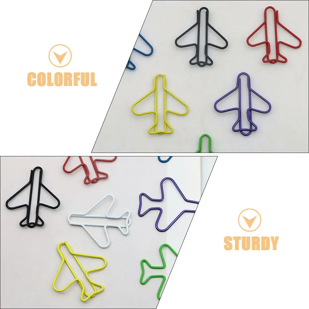 70개 장 비행기 종이 클립 가정 및 사무실용 귀엽고 기능적인 책갈피 소형 다기능 클립