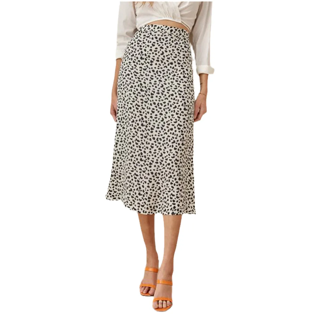 

A-Line Leopard Print High Waist Skirt Female Summer Mid-Length Women's Korean Loose Thin Chiffon Skirt