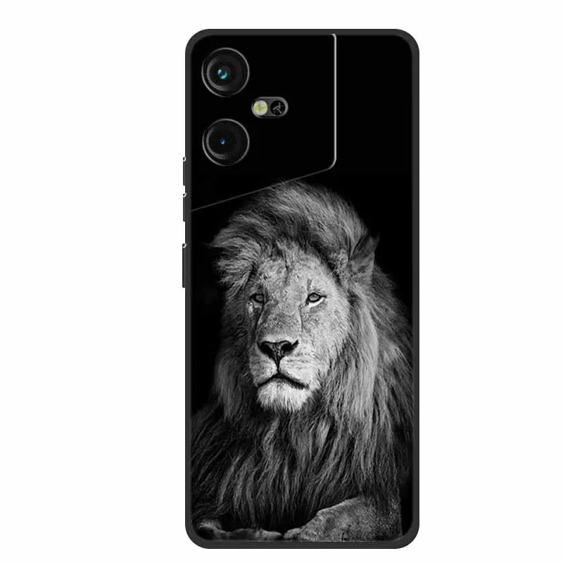 Luxury Soft Silicone TPU Phone Back Cover with Animal Wolf Design