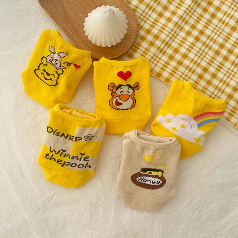 5Pairs Casual Cute Socks Women Thin Kawaii Animal Bear Tiger Piggy Cartoon Girl Sock Cotton Funny Invisible Slipper Ankle Socks
