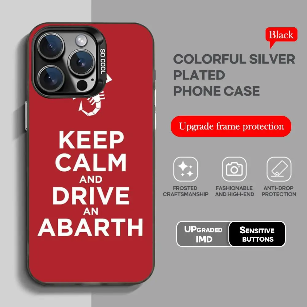 A-ABARTHes Italy Black Phone Case with Colorful Silver Design