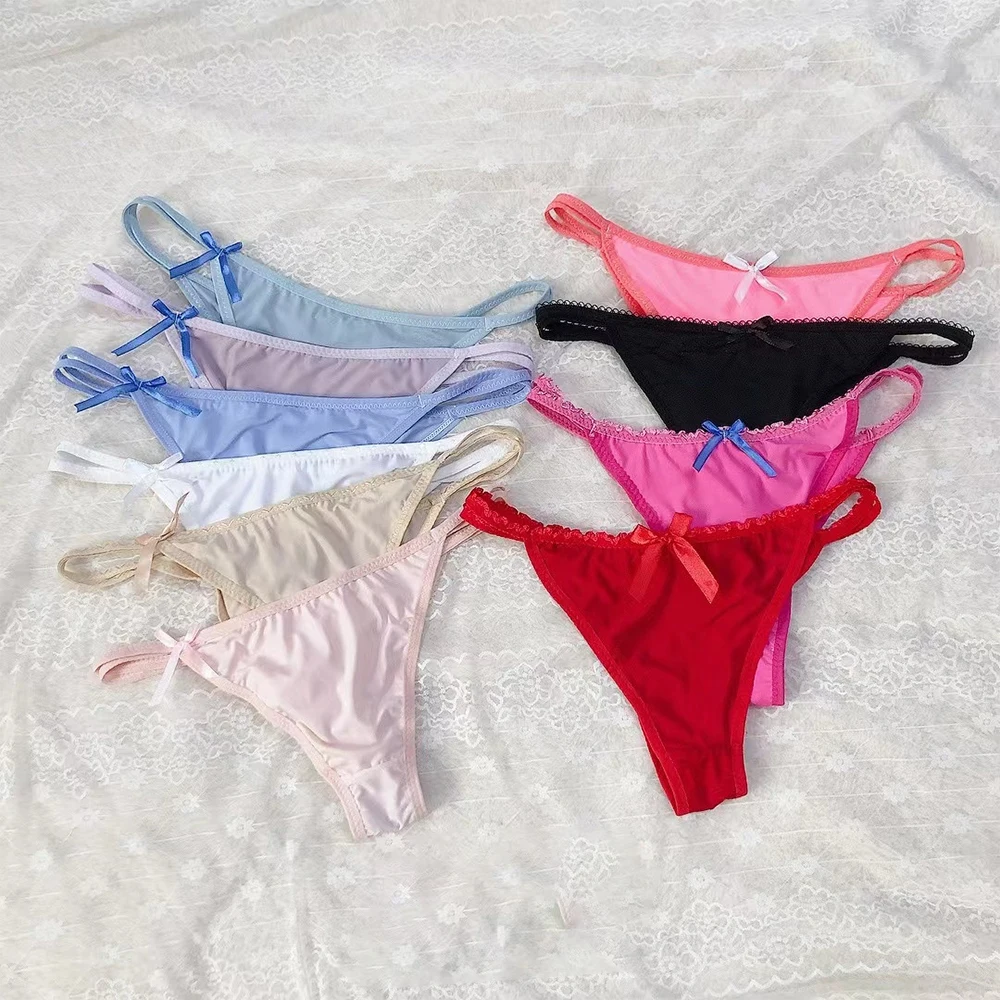 

Sexy Thong Women Mesh String Sheer Men Bulge Pouch Bikini Briefs Lace Transparent Underwear Underpants Random Color