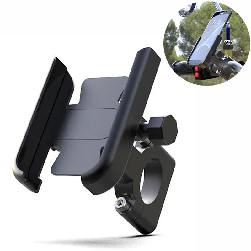Solid Aluminum Bike Motorcycle Phone Mount Adjustable Handlebar Holder Anti-Vibration Universal Smartphone Stand for Cycling GPS