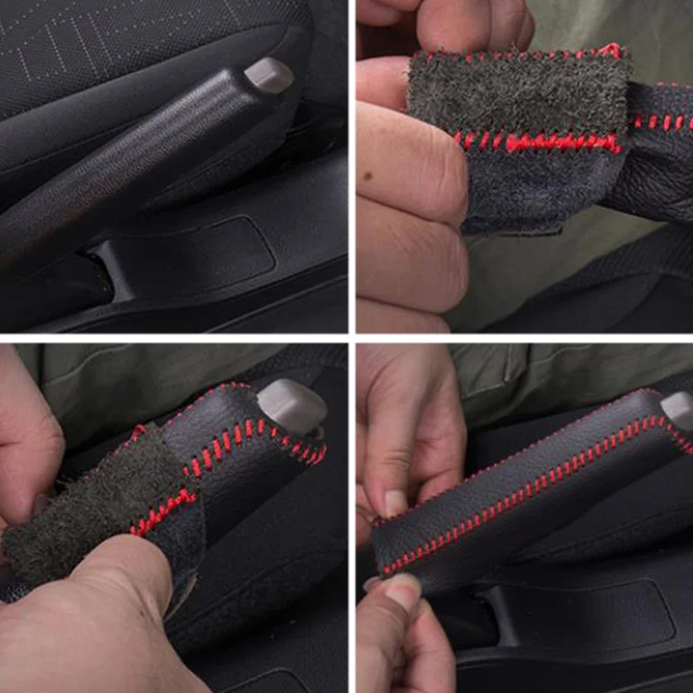 Car Leather Gear Handbrake Cover For Nissan Juke Qashqai J10 X-Trail Terra Micra Leaf Serena Armada Kicks Tiida Car Accessories hand brake cover car interior accessories gear head cover