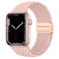 Premium Nylon Braided Loop Strap with Magnetic Closure - 44mm 45mm 46mm 49mm (Wave pink sand)