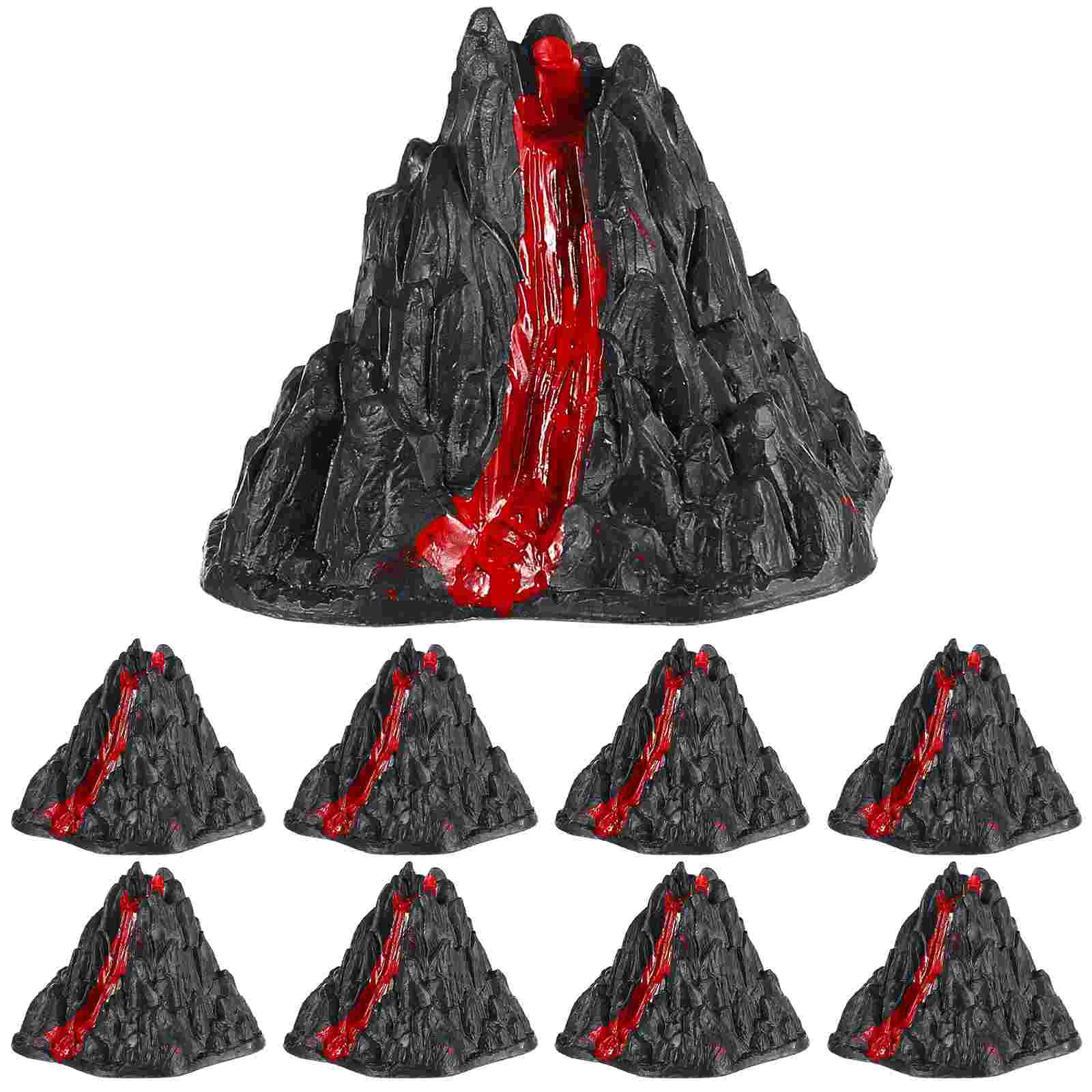 10 Pcs Volcano Model Toys Volcanic Eruption Simulation Plastic Decorations For Home Pet Products Realistic Details Miniature