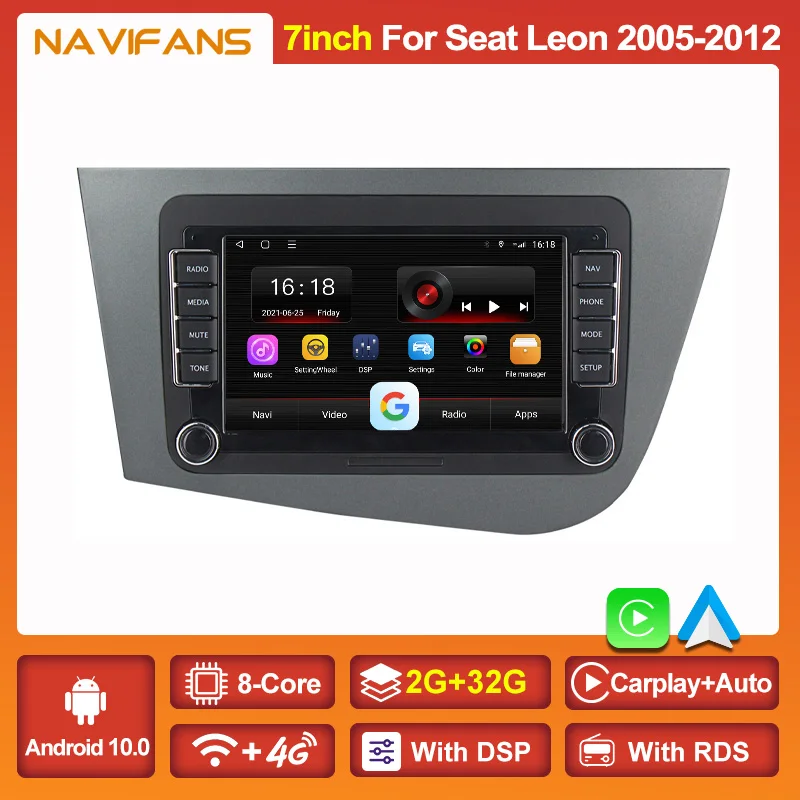 Junsun Ai Voice Android Auto Radio Coche Con Pantalla Para Seat Leon Mk2  2005 2006 2007 2008 2009 2010 2011 2012 Pantalla De Coche Mutimedia Carplay  Rds Dsp Trayecto Gps 2 Din Radio - Reproductores Multimedia Para Coches -  AliExpress