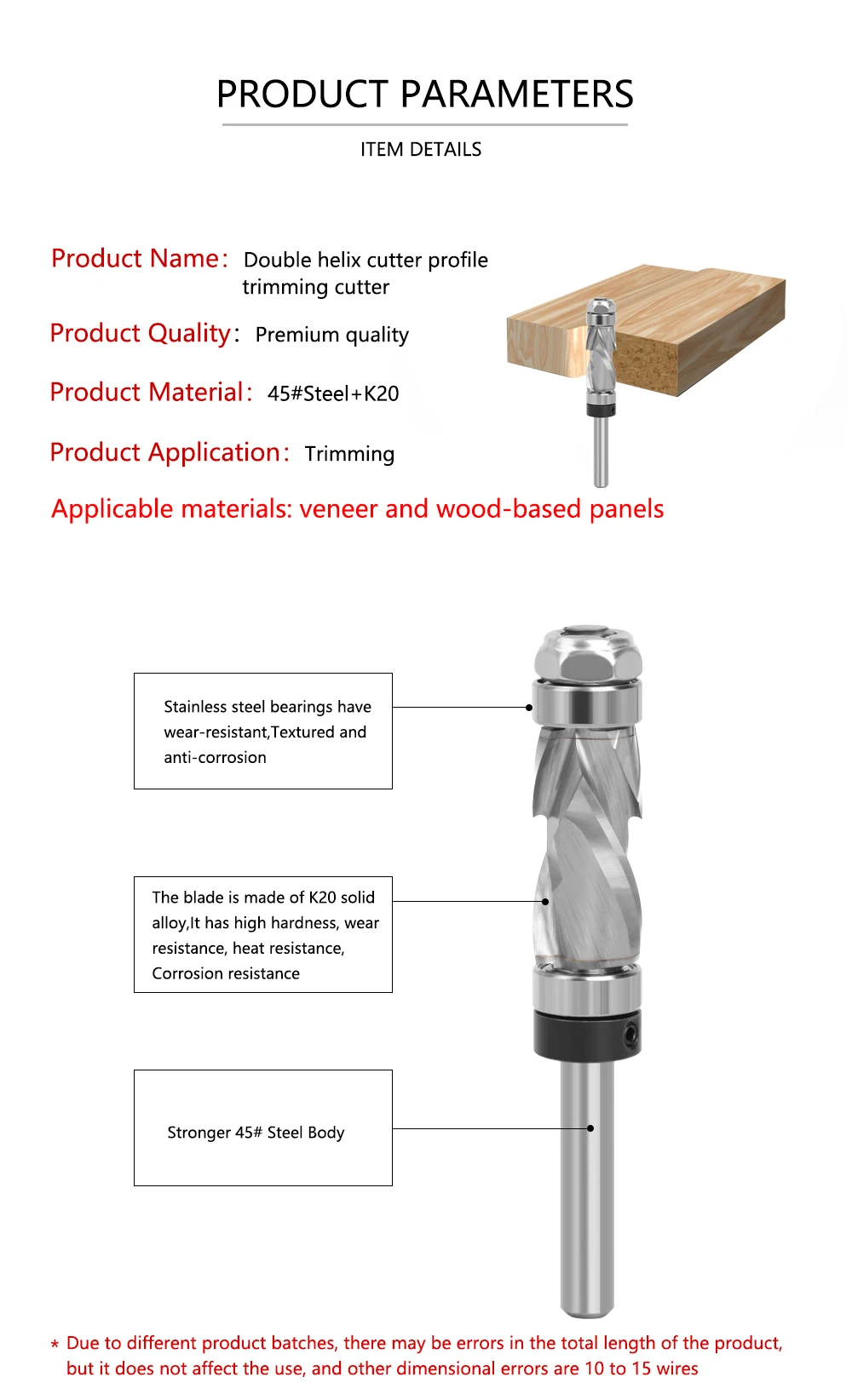 AURWOF 1PC 1/4 Schaft Lager Ultra-Performance Kompression Flush Trim Vollhartmetall CNC Router Bit Für Holzbearbeitung Ende mühle Z07A – Detail 9