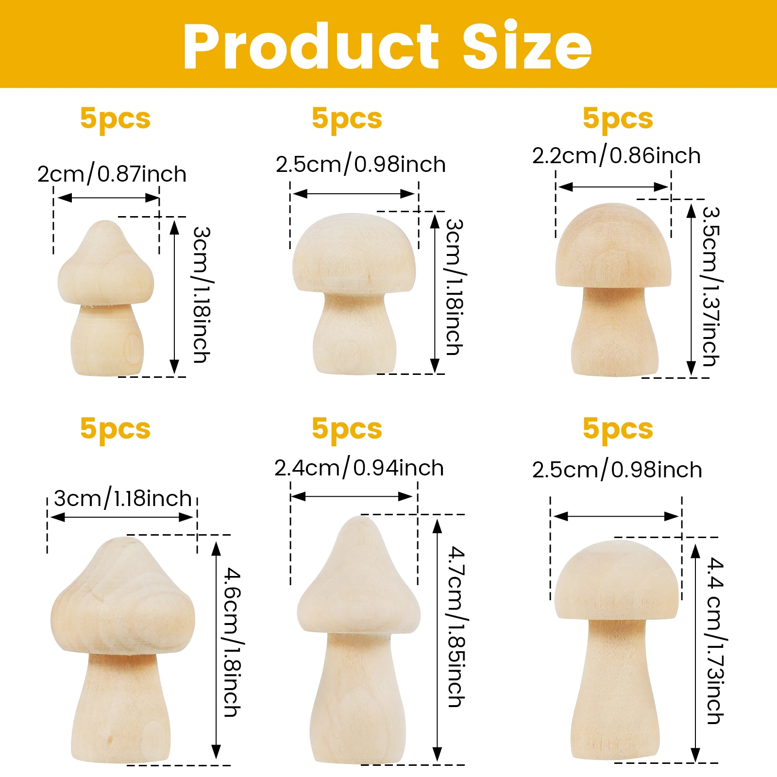 30pcs Unfinished Wooden Mushroom or 20pcs Mini Doll for Arts and Crafts DIY Projects Kids Birthday Christmas Gifts Painting Wood