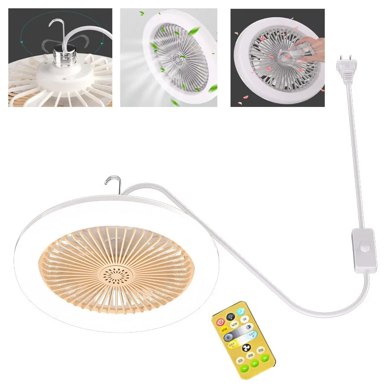 

E27 Portable Clip Ceiling Fan LED Lights And Remote Control Bulb Desktop Camping Neck Sealing Fan 360 Rotate For Home Bedroom