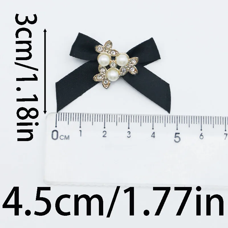 (15pcs/pack)3*4.5cm Pearl Inlaid Zircon Bow Holiday Party Decoration Clothing Sewing Accessories Children's Hair Circle DIY