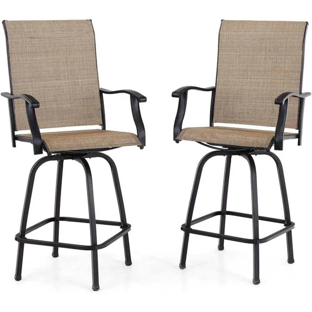 

Outdoor Swivel Bar Stools Set of 2, Bar Height Patio Chairs Furniture with All Weather Textilene Fabric, 30" High Bar Chairs