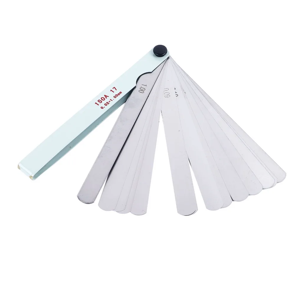 스테인레스 스틸 필러 게이지 0.02 1.0mm 17 블레이드 정밀 측정 도구 150mm/6 길이 간격 측정 도구