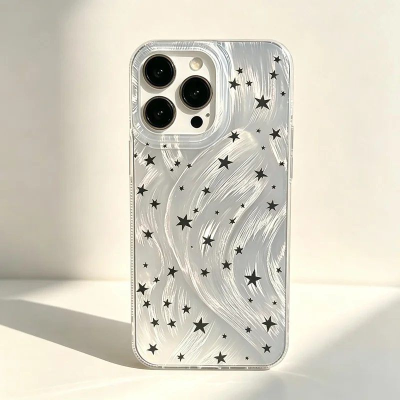 Korean Cute Y2K Star Minimalist Clear Phone Case - TPU Soft Cover